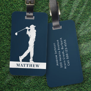 Étiquette À Bagage Marine bleu Personnalisé Monogramme Golfer