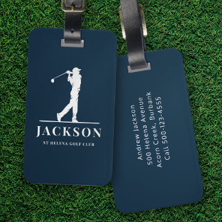 Étiquette À Bagage Marine bleu Personnalisé Monogramme Golfer