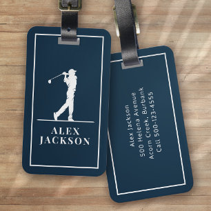 Étiquette À Bagage Marine bleu Personnalisé Monogramme Golfer