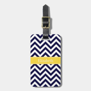 Étiquette À Bagage Marine Blue Lg Chevron Nom de l'ananas Monogramme