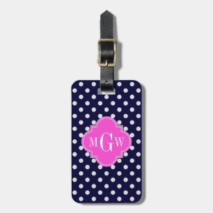 Étiquette À Bagage Marine What Polka Point Hot Pink Quatrefoil 3 Mono