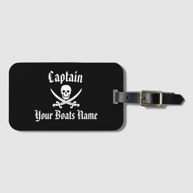 Étiquette À Bagage Marins amusants crâne de pirate (Devant Horizontal)