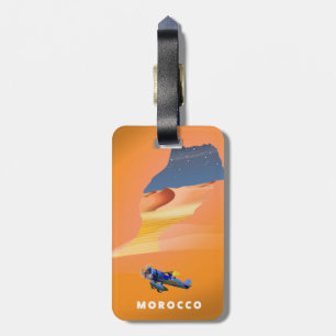 Étiquette À Bagage Maroc Carte illustrée imprimé affiche de voyage.