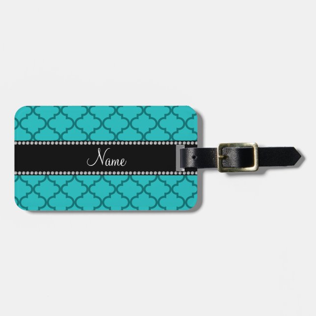 Étiquette À Bagage Marocain nommé personnalisé de turquoise (Devant horizontal)