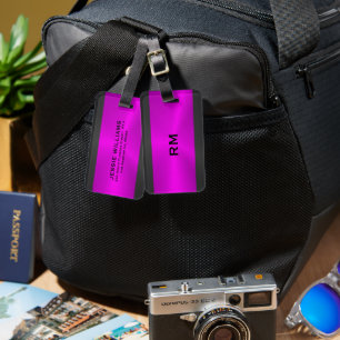 Étiquette À Bagage Marque à bagages de conception géométrique rose et