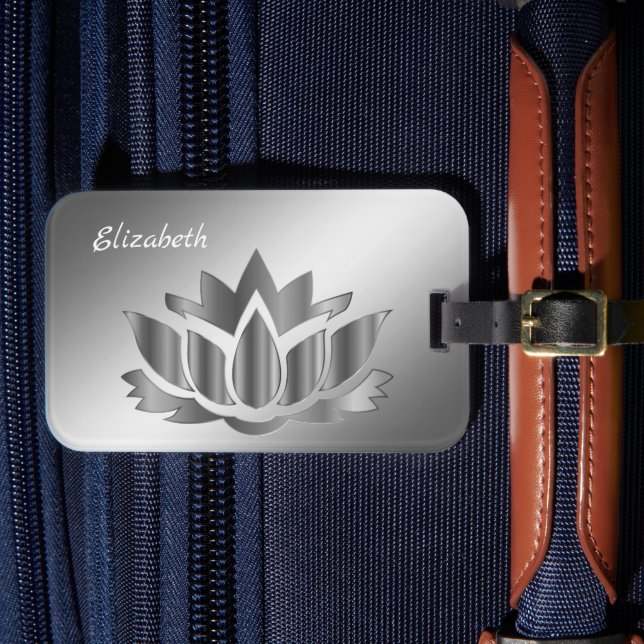 Étiquette À Bagage Marque à bagages de lotus argenté métallique (Insitu Rectoal 4)