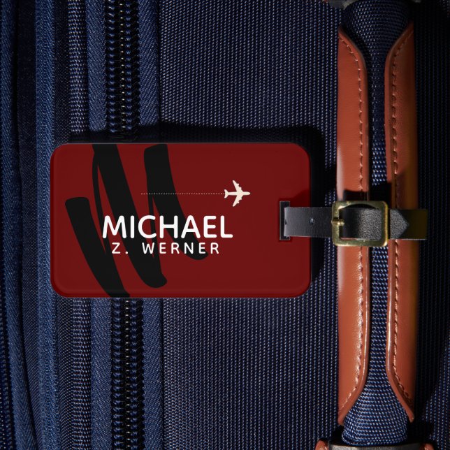 Étiquette À Bagage Marque à bagages Monogramme rouge foncé (Insitu Rectoal 4)
