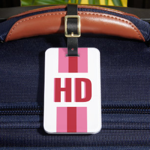 Étiquette À Bagage Marque de bagage à monogramme ombré rayé rouge et