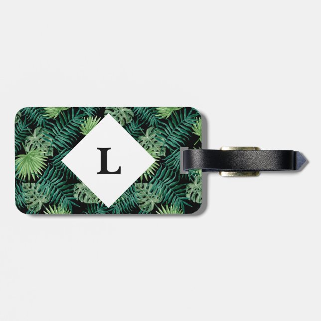Étiquette À Bagage Marque de bagage Feuille Tropical personnalisée (Dos horizontal)