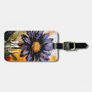 Étiquette À Bagage Marque de bagage florale avec monogramme personnal