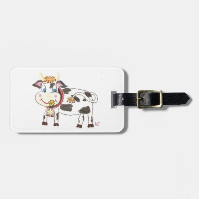Étiquette À Bagage Marque de bagage personnalisée pour vache suisse (Devant horizontal)