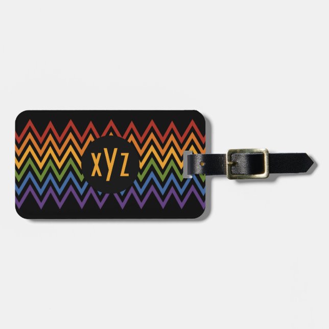 Étiquette À Bagage Marque de bagage personnalisée Rainbow Chevron (Devant horizontal)