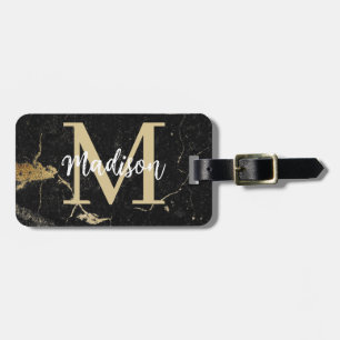 Étiquette À Bagage Marque noire Monogram Gold