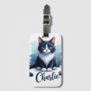 Étiquette À Bagage Marque-page de bagage avec illustration de chat mi