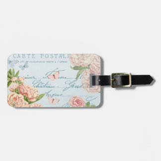 Étiquette À Bagage Marque vintage florale avec fleurs