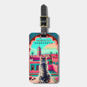Étiquette À Bagage Marrakech Maroc Chat Voyage Tourisme Souvenir