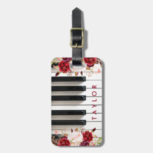 Étiquette À Bagage marsala fleurs piano design