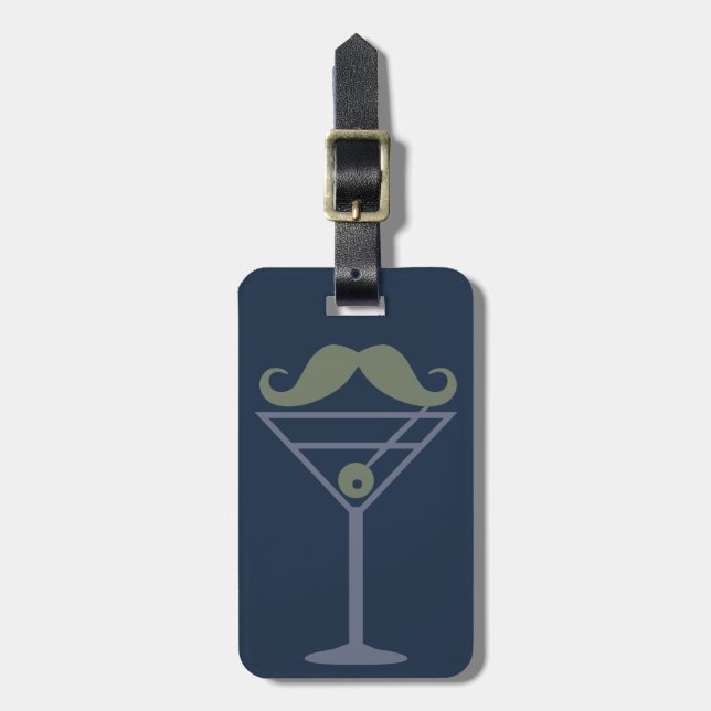 Étiquette À Bagage Martini Mustache étiquette de bagage personnalisée (Devant Vertical)