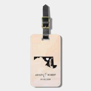 Étiquette À Bagage Maryland Map Mariage bagage balise, nom du couple