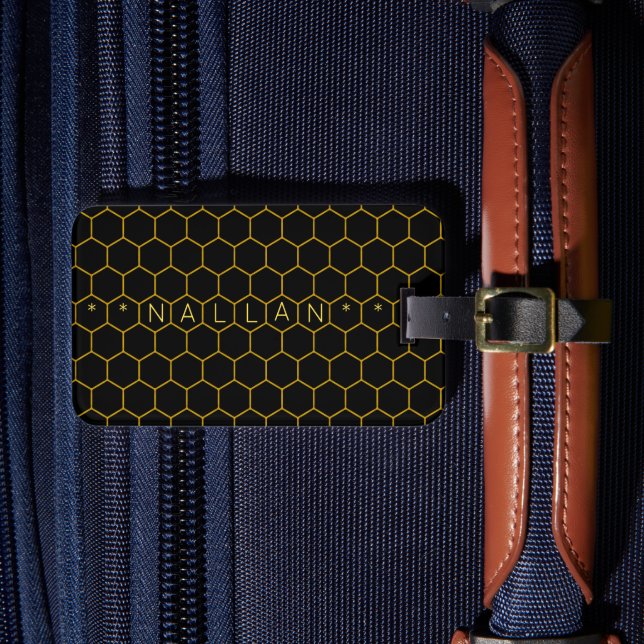 Étiquette À Bagage Masculine & classe nid d'abeille motif noir jaune (Insitu Rectoal 4)