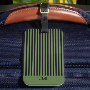Étiquette À Bagage Masculine élégante Gris vert foncé et noir