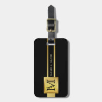 Masculine Executive Noir & Argent Métal monogramme