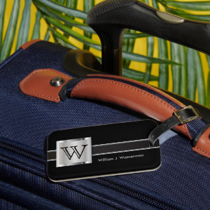 Étiquette À Bagage Masculine Monogramme Style Exécutif