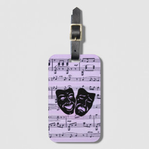 Étiquette À Bagage Masques de musique et de théâtre violets