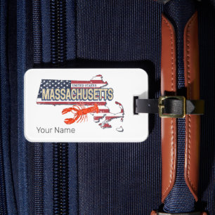 Étiquette À Bagage Massachusetts États-Unis Carte Retro Vintage USA