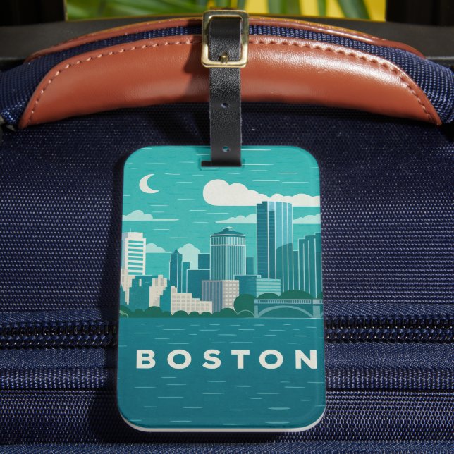 Étiquette À Bagage Massachusetts Night Cityscape | Boston City (Insitu Rectoal 2)