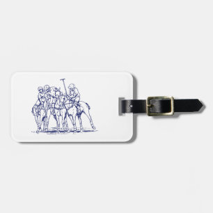 Étiquette À Bagage Match Polo Stylisé vintage Dessin N° 1 bleu
