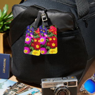 Étiquette À Bagage Médaille printanière colorée de Primulas Floral