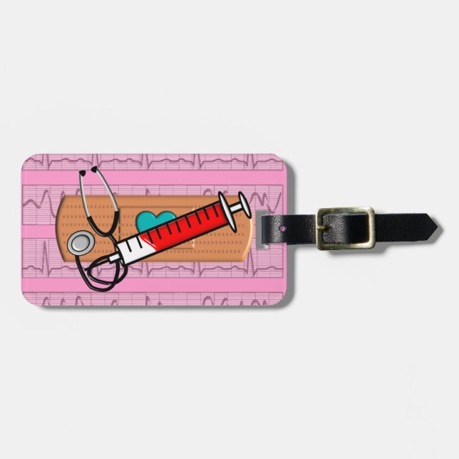 Étiquette À Bagage Médicale Big Bandaid Pink II (Devant horizontal)