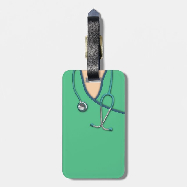 Étiquette À Bagage Médicale vert frotte (Dos Vertical)