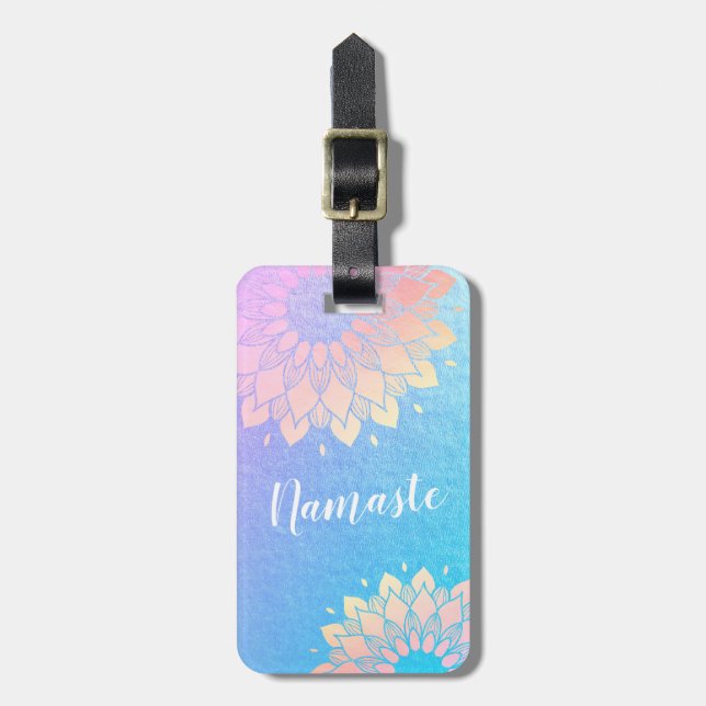 Étiquette À Bagage Méditation Yoga Instructeur Rose Gold Foil Mandala (Devant Vertical)