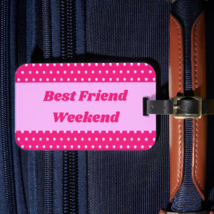 Étiquette À Bagage Meilleur Ami Week-end Pink Polka Dot Girp Voyage