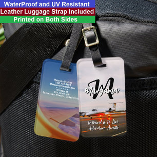 Étiquette À Bagage Meilleur nom initial   Monogramme de voyage étanch