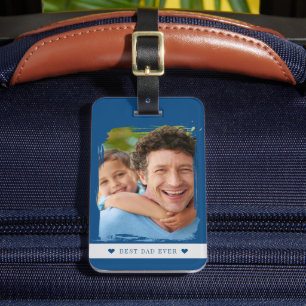 Étiquette À Bagage Meilleur papa du monde photo personnalisée