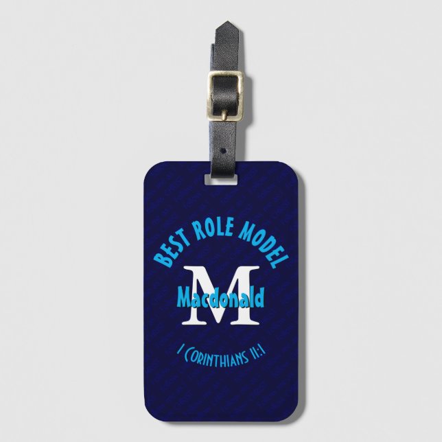 Étiquette À Bagage MEILLEUR RÔLE MODÈLE Mère personnalisée Père Ensei (Devant Vertical)