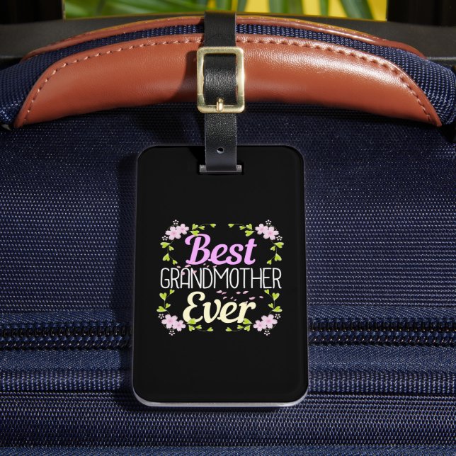 Étiquette À Bagage Meilleure grand-mère jamais - Rose Floral (Insitu Rectoal 2)