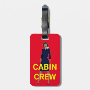 ÉTIQUETTE À BAGAGE MÉLANINE D'HÔTESSE D'ÉQUIPAGE DE CABINE DE STEWARD