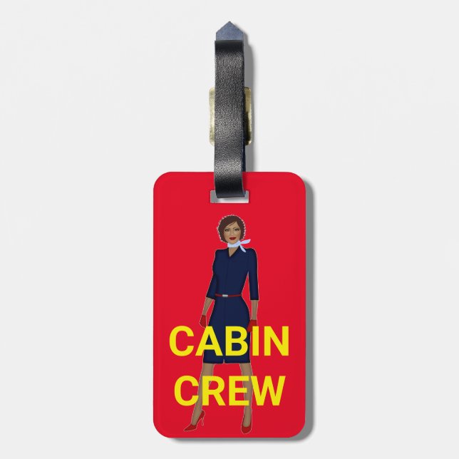 ÉTIQUETTE À BAGAGE MÉLANINE D'HÔTESSE D'ÉQUIPAGE DE CABINE DE STEWARD (Dos Vertical)