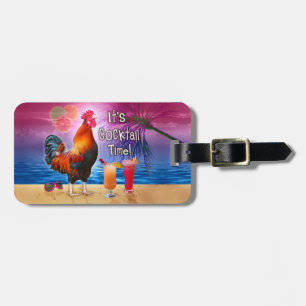 Étiquette À Bagage Mer tropicale de plage de coq de cocktails drôles