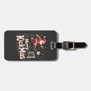 Étiquette À Bagage Merry Kickmas Funny Santa Claus Amateurs de footba
