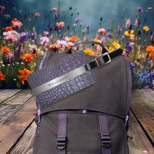 Étiquette À Bagage Métal argenté en cuir numérique à Reptile violet