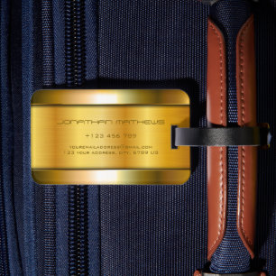 Étiquette À Bagage Métal doré brillant Look Luxe Acier Inoxydable