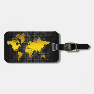 Étiquette À Bagage Métal noir professionnel de Faux de carte du monde