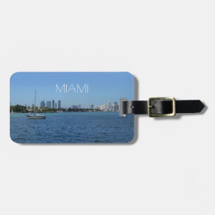 Étiquette À Bagage Miami Skyline (texte personnalisable sans sortie)