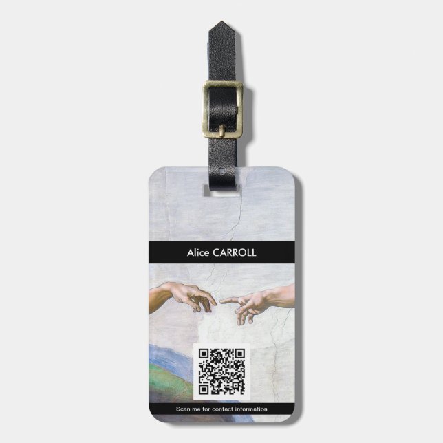 Étiquette À Bagage Michelangelo - Création d'Adam isolé - QR Code (Devant Vertical)