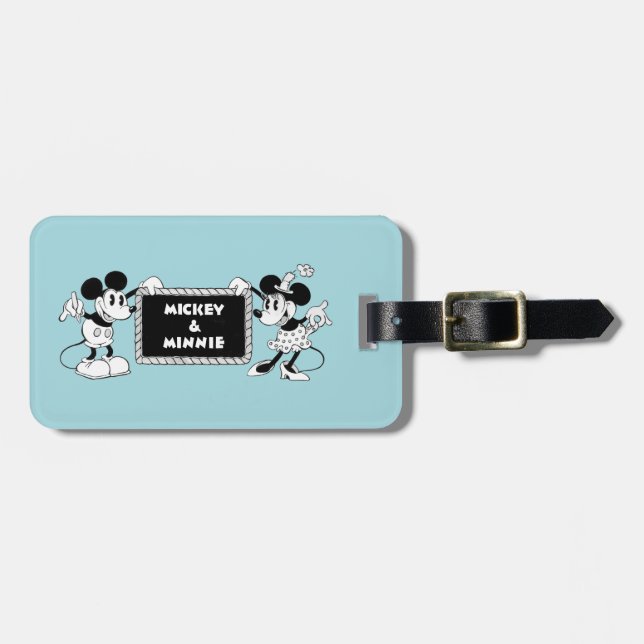 Étiquette À Bagage Mickey & Minnie Rétro (Devant horizontal)